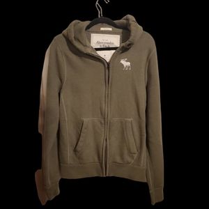 Dark Green Abercrombie Zip Up Hoodie